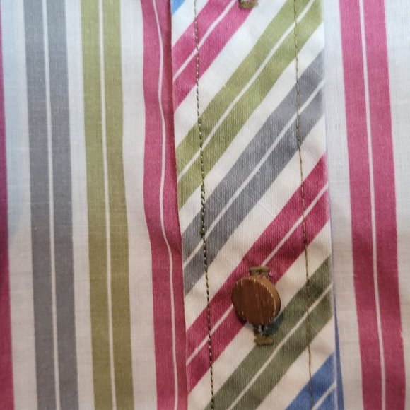 Vintage Dress Sears Perma Prest Stripes Peter Pan Collar Button Front Size 12/14 - Picture 6 of 9